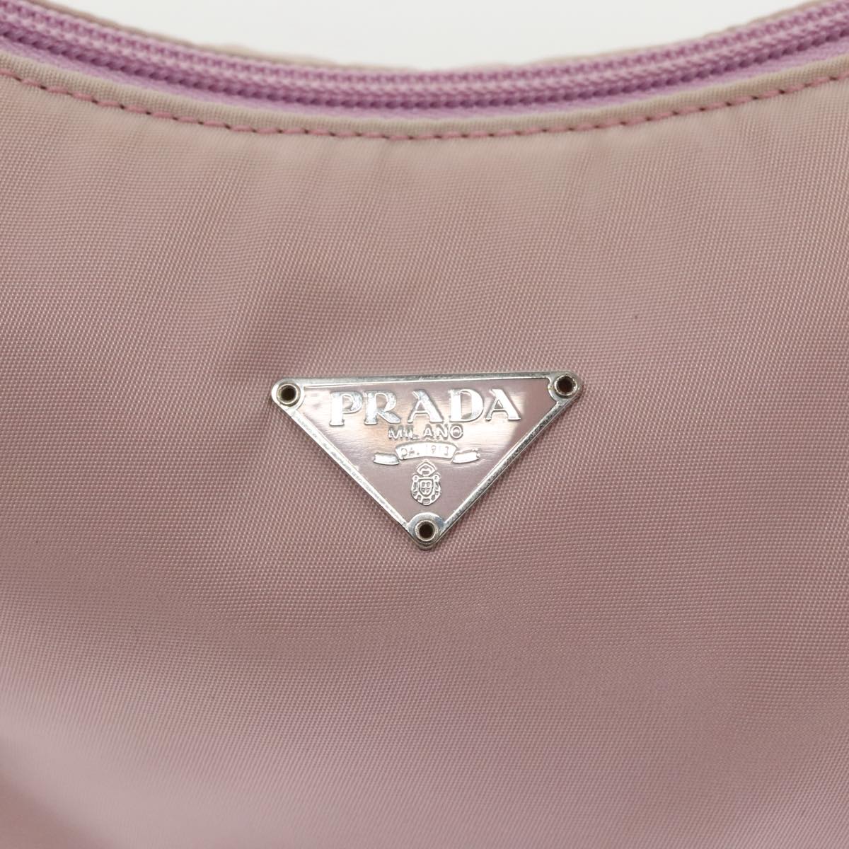 PRADA Accessory Pouch Nylon Pink Silver Auth 97445