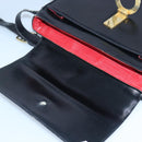 CELINE Shoulder Bag Leather Black Gold Auth 97448-11