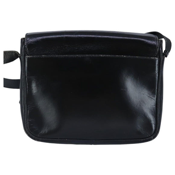 CELINE Shoulder Bag Leather Black Gold Auth 97448