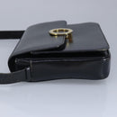 CELINE Shoulder Bag Leather Black Gold Auth 97448-3