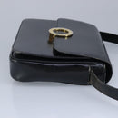 CELINE Shoulder Bag Leather Black Gold Auth 97448-4