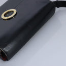 CELINE Shoulder Bag Leather Black Gold Auth 97448-6