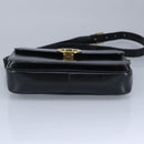 CELINE Shoulder Bag Leather Black Gold Auth 97448-5