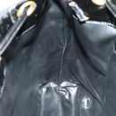 CHANEL Shoulder Bag Enamel Black Gold CC Auth 97456-19