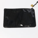 CHANEL Shoulder Bag Enamel Black Gold CC Auth 97456-21