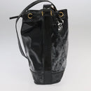 CHANEL Shoulder Bag Enamel Black Gold CC Auth 97456-3