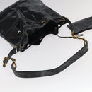 CHANEL Shoulder Bag Enamel Black Gold CC Auth 97456-7