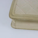 CHANEL Matelasse Chain Shoulder Bag Lamb Skin Beige Gold CC Auth 97457-15