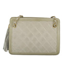 CHANEL Matelasse Chain Shoulder Bag Lamb Skin Beige Gold CC Auth 97457-13