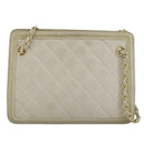 CHANEL Matelasse Chain Shoulder Bag Lamb Skin Beige Gold CC Auth 97457-2