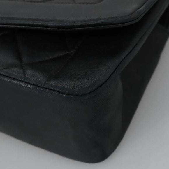 CHANEL Matelasse Chain Shoulder Bag Lamb Skin Black Gold CC Auth 97459