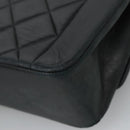 CHANEL Matelasse Chain Shoulder Bag Lamb Skin Black Gold CC Auth 97459-17