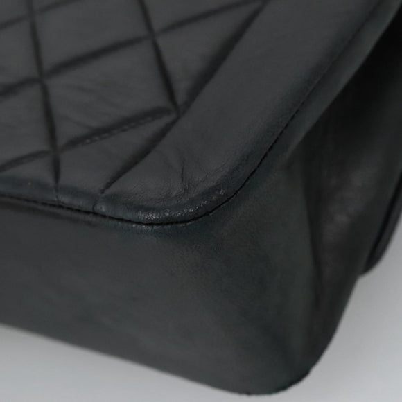 CHANEL Matelasse Chain Shoulder Bag Lamb Skin Black Gold CC Auth 97459