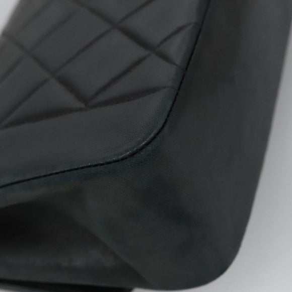 CHANEL Matelasse Chain Shoulder Bag Lamb Skin Black Gold CC Auth 97459