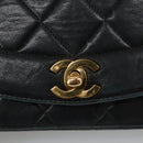 CHANEL Matelasse Chain Shoulder Bag Lamb Skin Black Gold CC Auth 97459-19