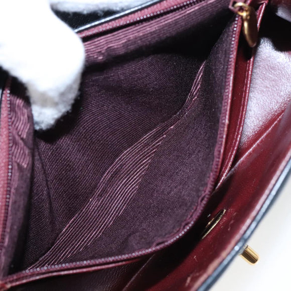 CHANEL Matelasse Chain Shoulder Bag Lamb Skin Black Gold CC Auth 97459