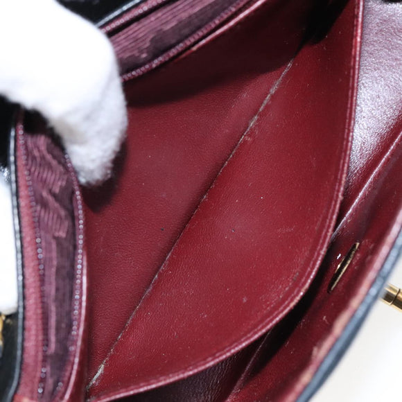 CHANEL Matelasse Chain Shoulder Bag Lamb Skin Black Gold CC Auth 97459