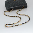 CHANEL Matelasse Chain Shoulder Bag Lamb Skin Black Gold CC Auth 97459-7