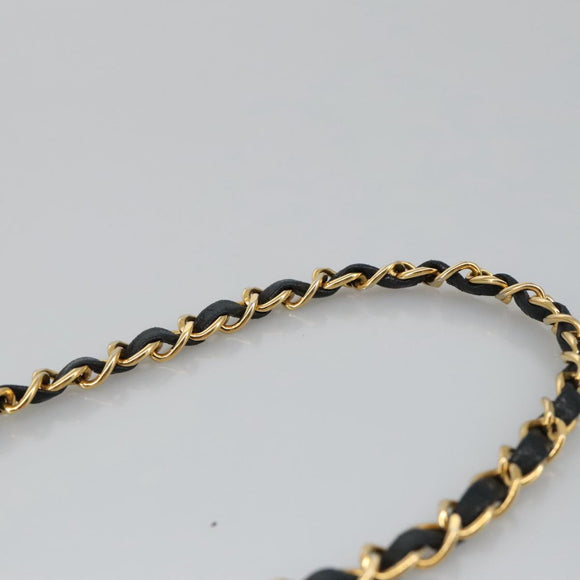 CHANEL Matelasse Chain Shoulder Bag Lamb Skin Black Gold CC Auth 97459