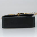CHANEL Matelasse Chain Shoulder Bag Lamb Skin Black Gold CC Auth 97459-5
