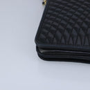 BALLY Chain Shoulder Bag Leather Navy Gold Auth 97461-9