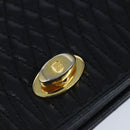 BALLY Chain Shoulder Bag Leather Navy Gold Auth 97461-17