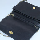BALLY Chain Shoulder Bag Leather Navy Gold Auth 97461-10