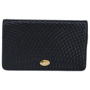 BALLY Chain Shoulder Bag Leather Navy Gold Auth 97461-13