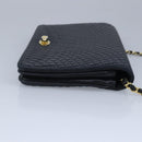 BALLY Chain Shoulder Bag Leather Navy Gold Auth 97461-4