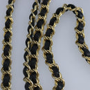 BALLY Chain Shoulder Bag Leather Navy Gold Auth 97461-8