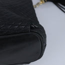 BALLY Chain Shoulder Bag Leather Black Gold Auth 97462-16