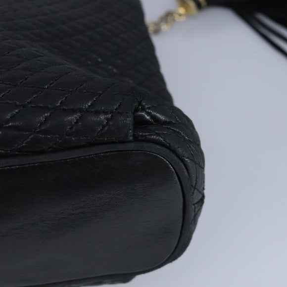 BALLY Chain Shoulder Bag Leather Black Gold Auth 97462