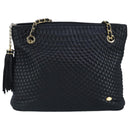 BALLY Chain Shoulder Bag Leather Black Gold Auth 97462-13