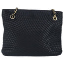BALLY Chain Shoulder Bag Leather Black Gold Auth 97462-2