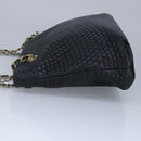 BALLY Chain Shoulder Bag Leather Black Gold Auth 97462-3