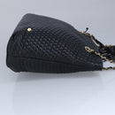 BALLY Chain Shoulder Bag Leather Black Gold Auth 97462-4