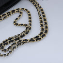 BALLY Chain Shoulder Bag Leather Black Gold Auth 97462-7