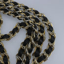 BALLY Chain Shoulder Bag Leather Black Gold Auth 97462-8