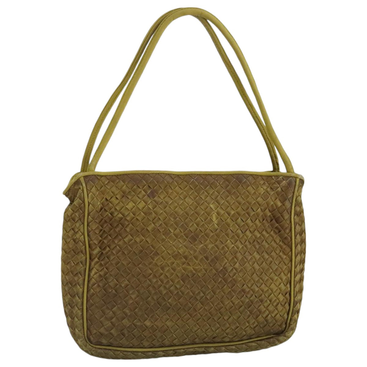 BOTTEGA VENETA INTRECCIATO Hand Bag Leather Gold Auth 97463