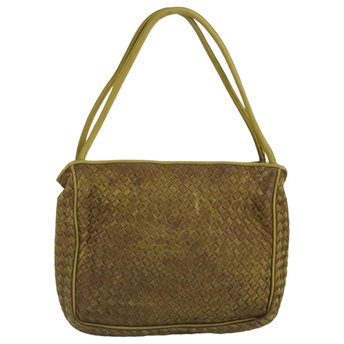 BOTTEGA VENETA INTRECCIATO Hand Bag Leather Gold Auth 97463 - 0