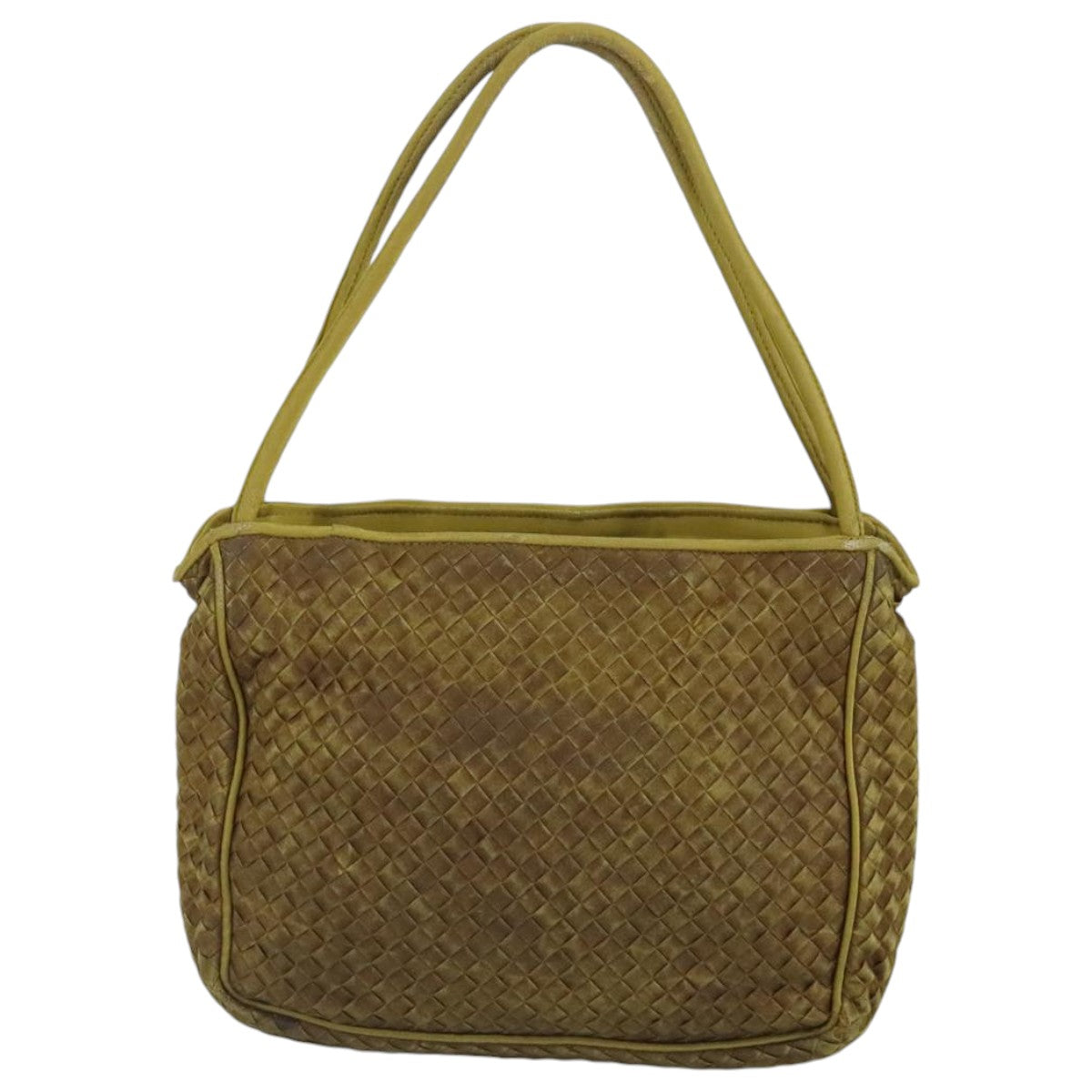 BOTTEGA VENETA INTRECCIATO Hand Bag Leather Gold Auth 97463