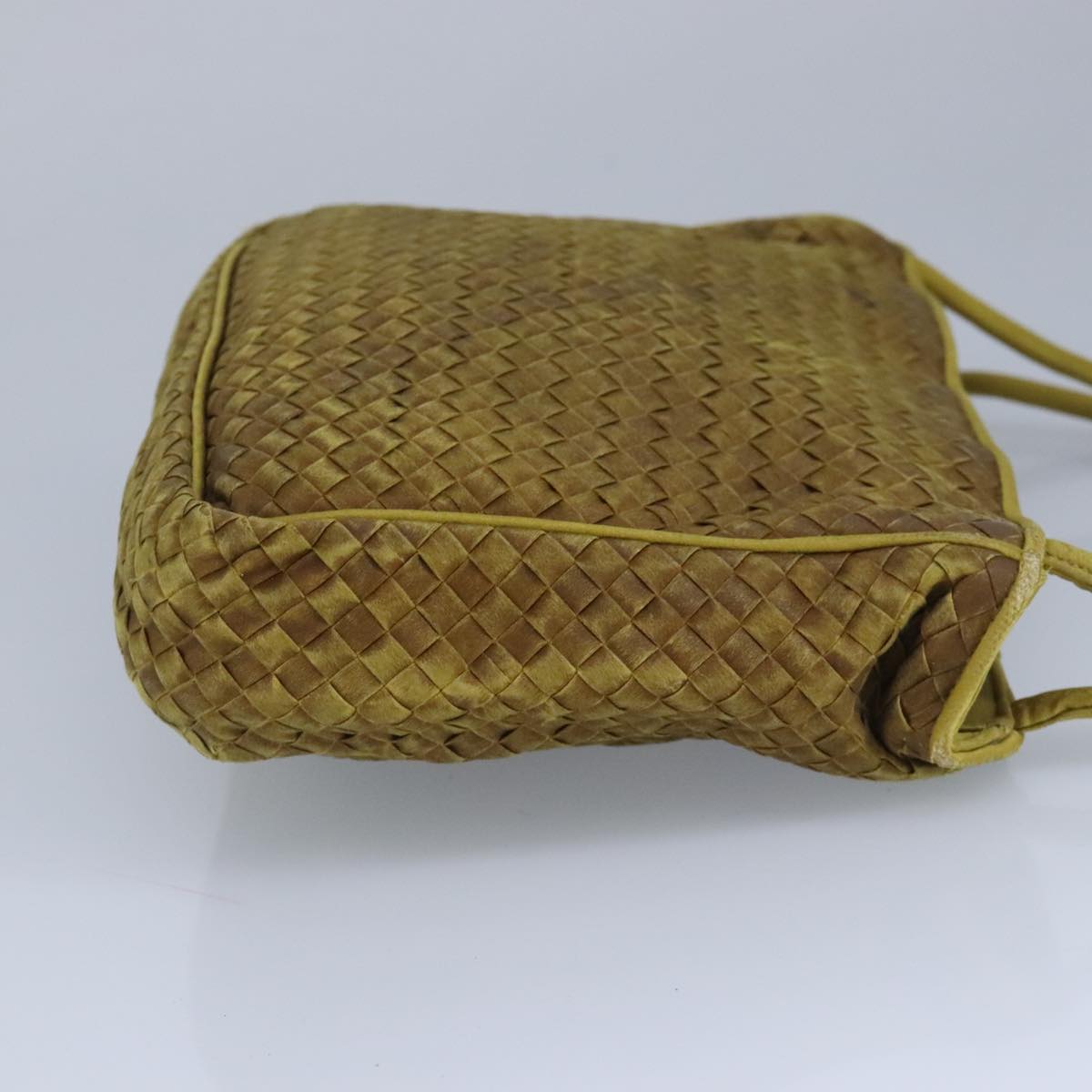 BOTTEGA VENETA INTRECCIATO Hand Bag Leather Gold Auth 97463