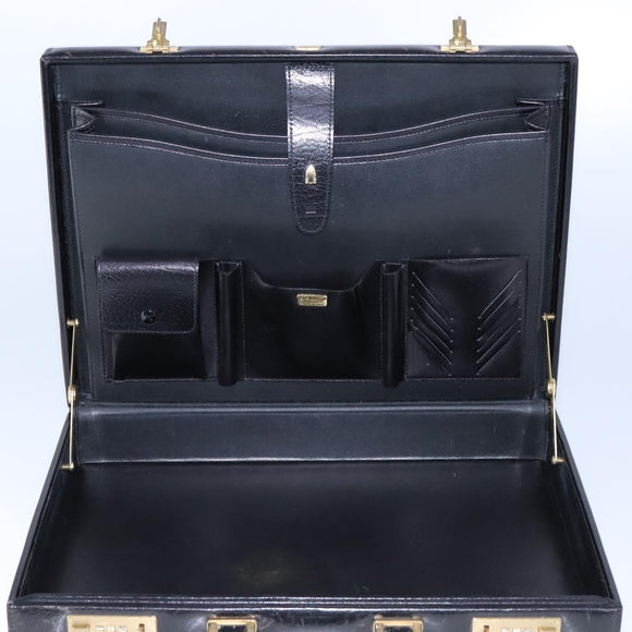 BALLY Attache Case Trunk Leather Black Auth 97465