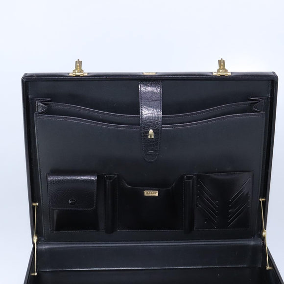 BALLY Attache Case Trunk Leather Black Auth 97465