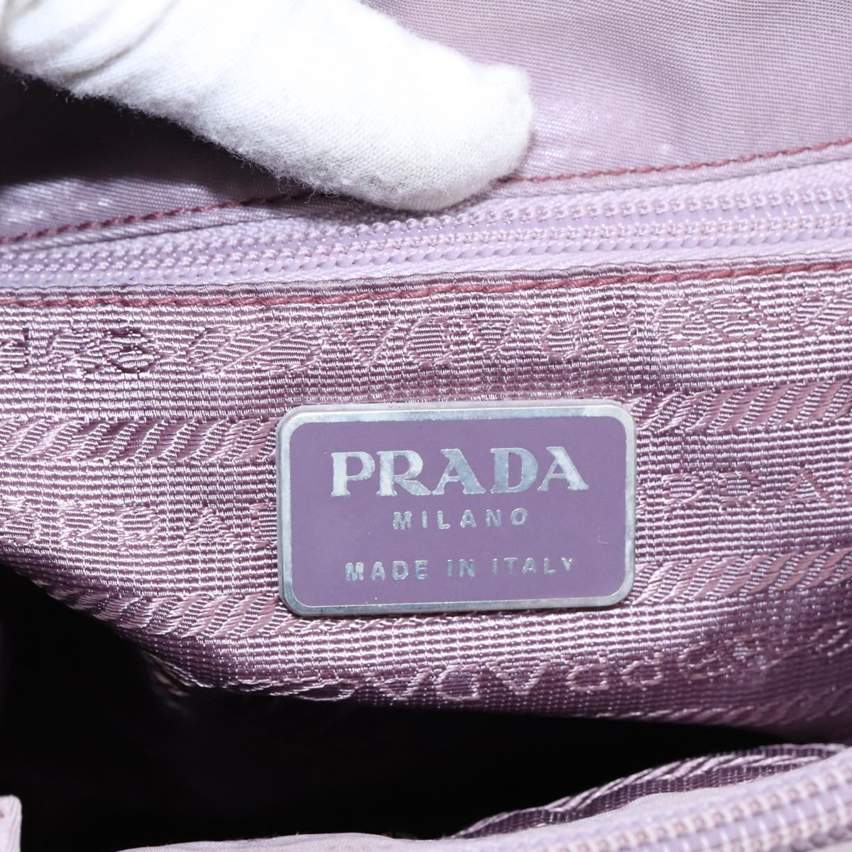 PRADA Tote Bag Nylon Purple Silver Auth 97471