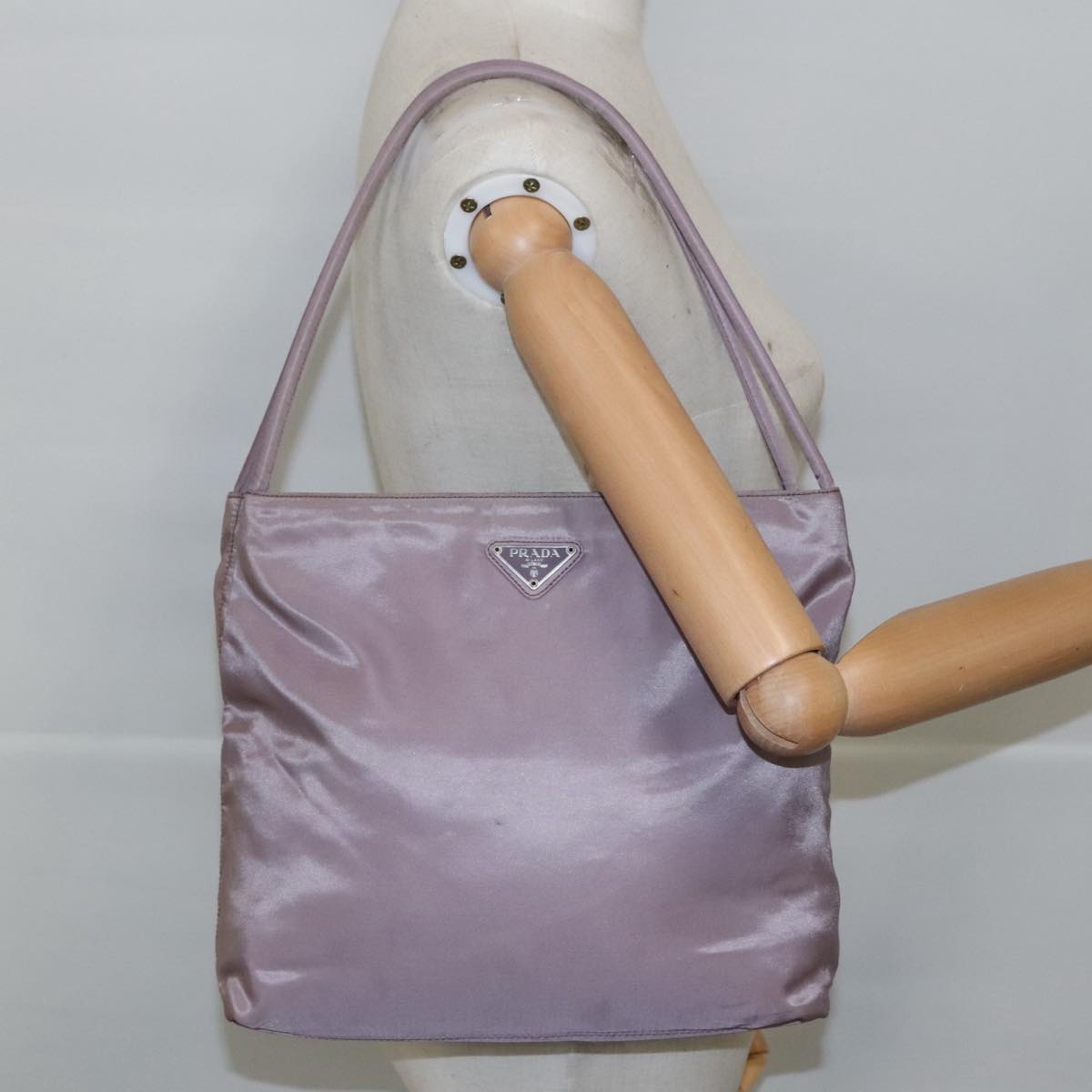 PRADA Tote Bag Nylon Purple Silver Auth 97471