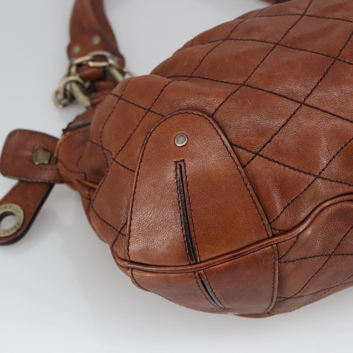 BALLY Hand Bag Leather Brown Auth 97476