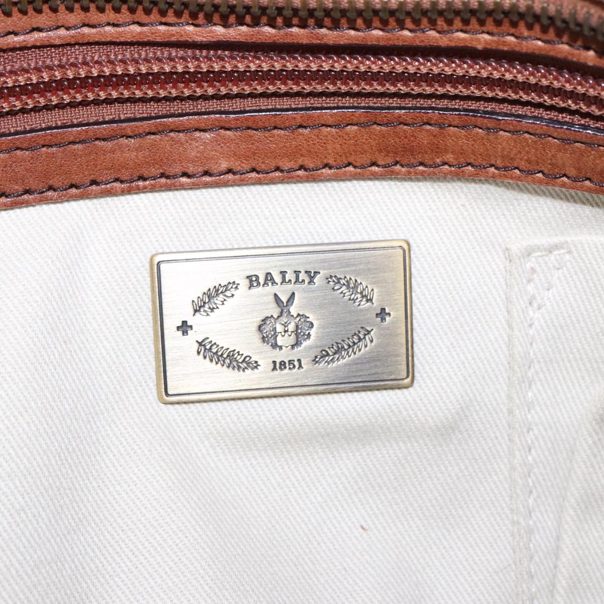 BALLY Hand Bag Leather Brown Auth 97476