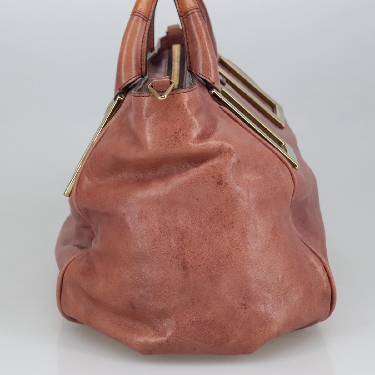 Chloe Etel Hand Bag Leather 2way Pink Gold Auth 97477