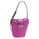 Salvatore Ferragamo Gancini Shoulder Bag Leather Pink Silver Auth 97480-1